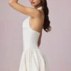 Haddie Modal Broderie Anglaise halterneck-miniklänning i vitt