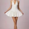 Haddie Modal Broderie Anglaise halterneck-miniklänning i vitt