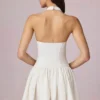 Haddie Modal Broderie Anglaise halterneck-miniklänning i vitt