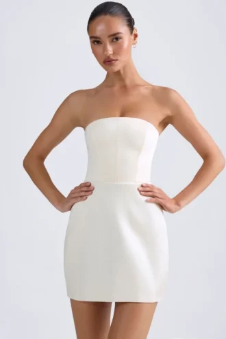 Haisley Bandeau Structured Tulip Miniklänning i elfenben