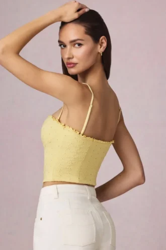Hania Modal Broderie Anglaise Camisole-top i citrongult