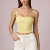 Hania Modal Broderie Anglaise Camisole-top i citrongult