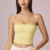 Hania Modal Broderie Anglaise Camisole-top i citrongult