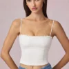 Hania Modal Broderie Anglaise Camisole Toppar i vitt