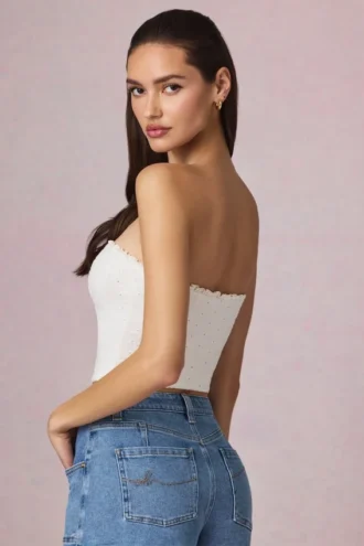Hania Modal Broderie Anglaise Camisole Toppar i vitt