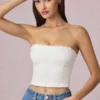Hania Modal Broderie Anglaise Camisole Toppar i vitt