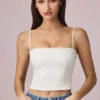Hania Modal Broderie Anglaise Camisole Toppar i vitt