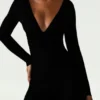 Helene Modal Ruched Plunge Flared Jumpsuit i svart