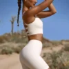 Högmidjade FlexiRib-bikeshorts i ivory