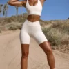 Högmidjade FlexiRib-bikeshorts i ivory