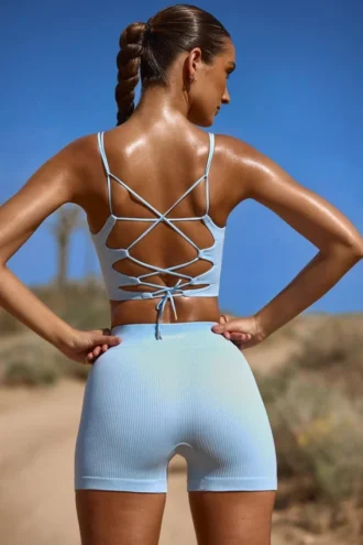 Högmidjade FlexiRib-shorts i blått