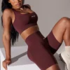 Högmidjade Super Sculpt-cykelshorts i vinrött