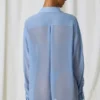 Hiva Oversized-skjorta med pärldetaljer i himmelsblått