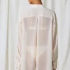 Hiva Oversized-skjorta med pärldetaljer i pärlvit