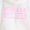 Hoodie i strukturerad bomullsjersey med grafiskt tryck i vitt