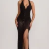 Ianthe Embellished Halterneck Corset Gown i svart