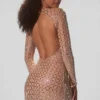 Ilana Embellished Semi-Sheer Cut-Out Miniklänning i Almond