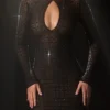 Ilana Embellished Semi-Sheer Cut-Out Miniklänning i svart