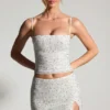 Inina Embellished Micro Mini Kjol i vitt