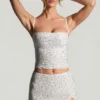 Inina Embellished Micro Mini Kjol i vitt