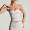 Inina Embellished Micro Mini Kjol i vitt