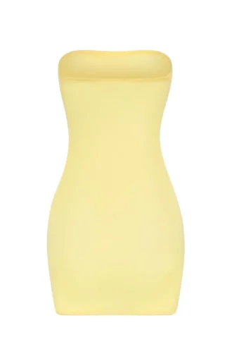 Intimates mjuk, genomskinlig bandeau-miniklänning i gult