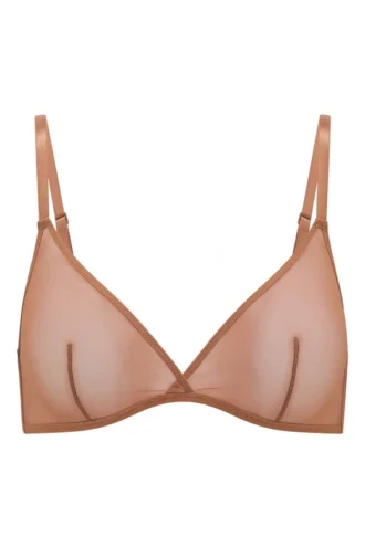 Intimates mjuk mesh-bh med triangeltopp i ett lager i honungsfärg