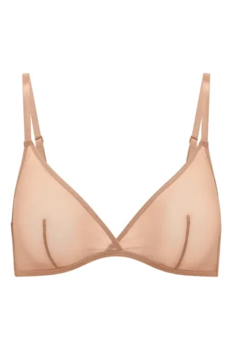Intimates mjuk mesh-bh med triangeltopp i ett lager i varm persika