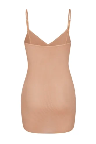 Intimates mjuk mesh-miniklänning med V-ringning i Warm Peach