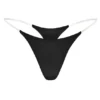 Intimates Seamless Knit Clear Strap Thong i svart