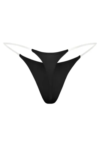 Intimates Seamless Knit Clear Strap Thong i svart