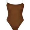 Intimates Soft Mesh Invisible Strap Thong Bodys i Chestnut