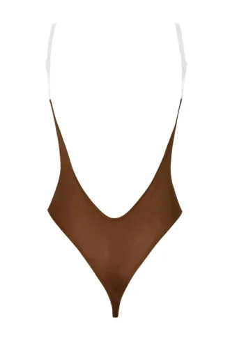 Intimates Soft Mesh Invisible Strap Thong Bodys i Chestnut