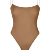 Intimates Soft Mesh Invisible Strap Thong Bodys i färgen Almond