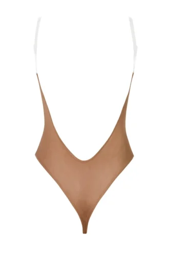 Intimates Soft Mesh Invisible Strap Thong Bodys i honungsfärg