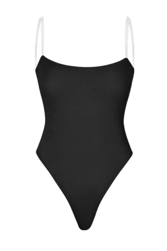 Intimates Soft Mesh Invisible Strap Thong Bodys i svart