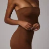 Intimates Soft Sheer-Mesh Bandeau Mini Slip Klänning i Mocha