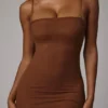 Intimates Soft Sheer-Mesh Bandeau Mini Slip Klänning i Mocha