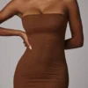 Intimates Soft Sheer-Mesh Bandeau Mini Slip Klänning i Mocha