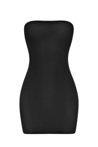 Intimates Soft Sheer-Mesh Bandeau Mini Slip Klänning i svart