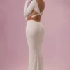 Isolde Lace Long-Sleeve Maxiklänning i ivory