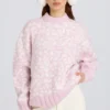 Jacquardstickad oversized-tröja i rosa