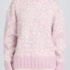 Jacquardstickad oversized-tröja i rosa