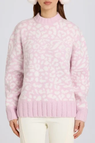 Jacquardstickad oversized-tröja i rosa