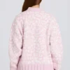 Jacquardstickad oversized-tröja i rosa