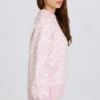 Jacquardstickad oversized-tröja i rosa