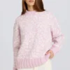 Jacquardstickad oversized-tröja i rosa