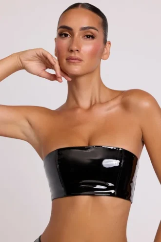 Jadis bandeau-bralette i vinyl, svart