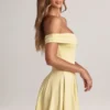 Jaida Modal A-linje miniklänning med bar axel i färgen Lemon Sherbet
