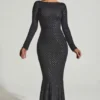 Jailene Embellished Open-Back Gown i svart